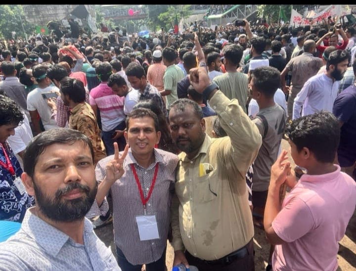 On assignment among a street crowd in Dhaka